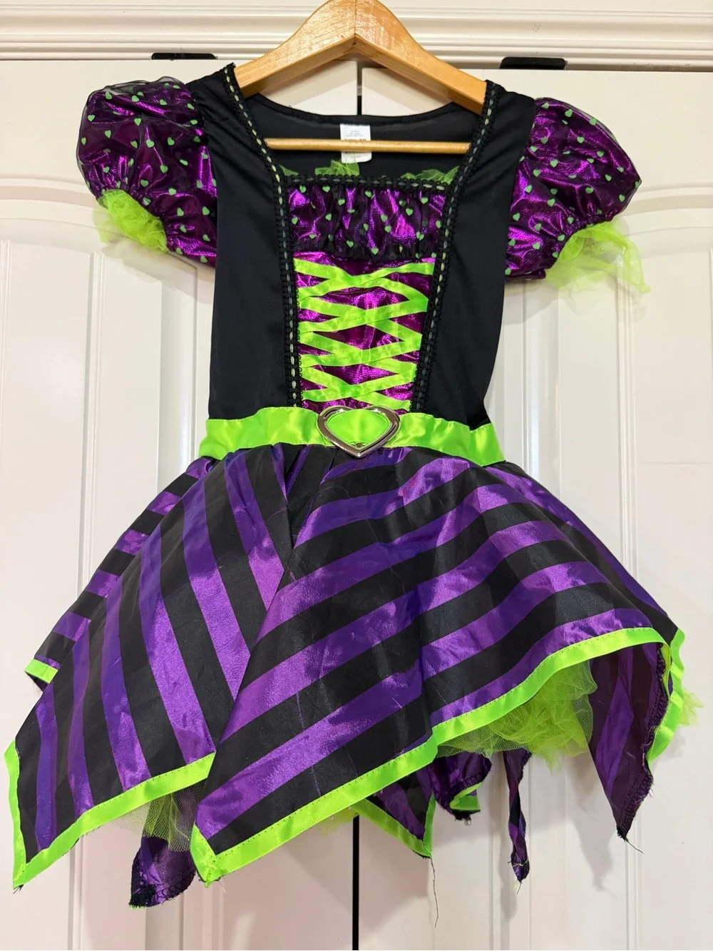 Purple & Green Girls' Witch Costume Dress - Kids Costume Size 6-6X